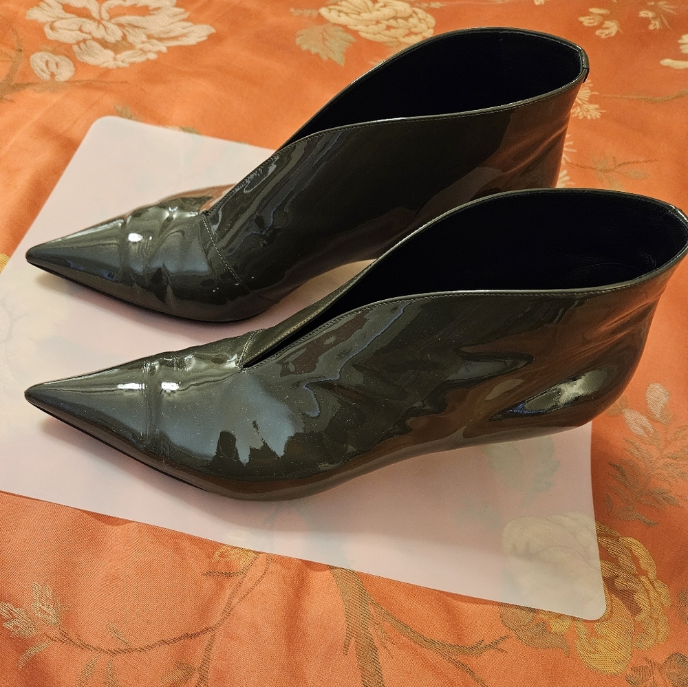 Celine Gray Patent Leather Ankle Boots - EU 41/US 10
